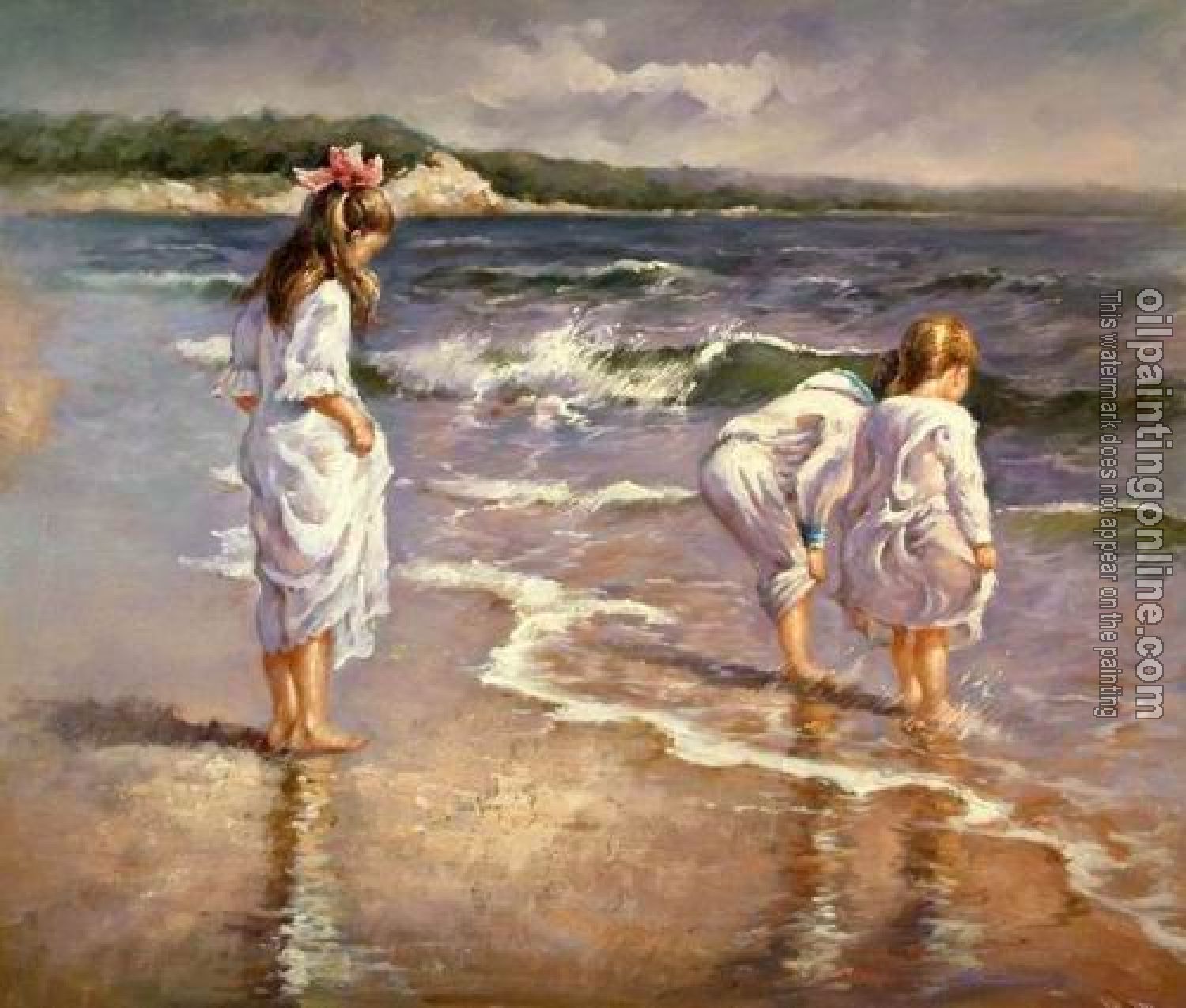 Oil Painting Reproduction - Children on Beach